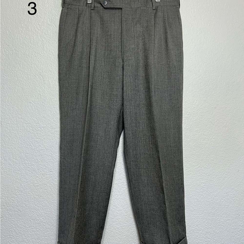 USA Brooks Brothers 36x26.5 Pants 100% Worsted Wool Cuffed Pleated Gray Tailored